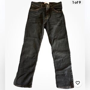 Wrangler 29x29 Classic Straight Boys Dark Blue Denim Jeans Youth XL 14 Med. Wash